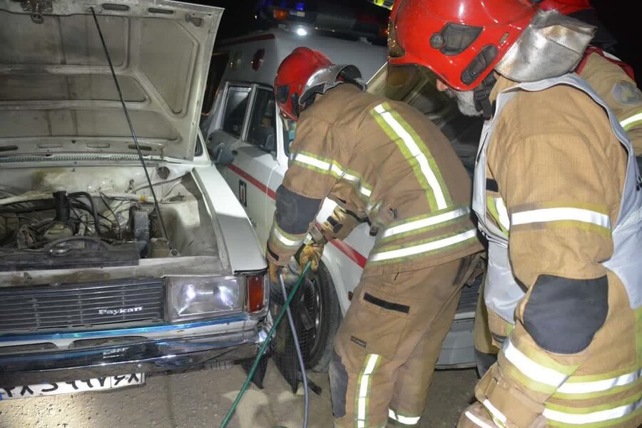 مانور عملیاتی آتشنشانان کرج در آزادراه همت