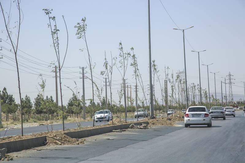 عملیات احداث فضای سبز در حاشیه جاده قزلحصار