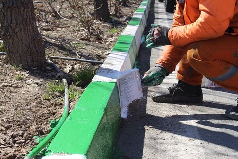 رنگ آمیزی جداول سطح منطقه ۳ کرج آغاز شد 3