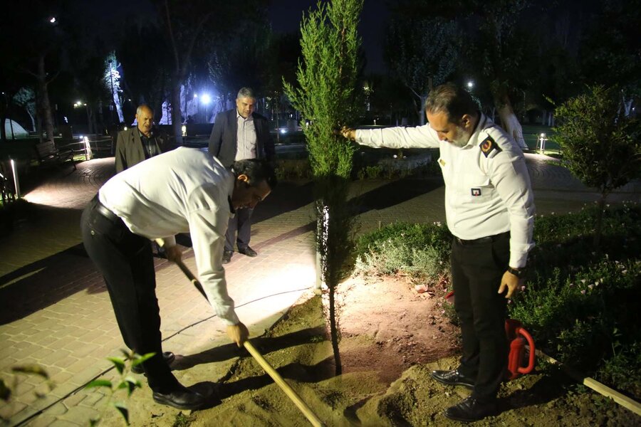 آتشنشانان کرجی در پارک ملی ایران کوچک سرو ایثار کاشتند