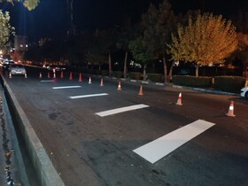 سرعت‌کاه‌های معابر منطقه ۱ کرج رنگ‌آمیزی شد