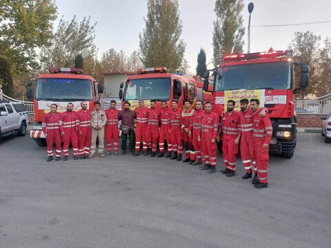 اعزام تیم آتش نشانی کرج به جنگل هیرکانی مازندران