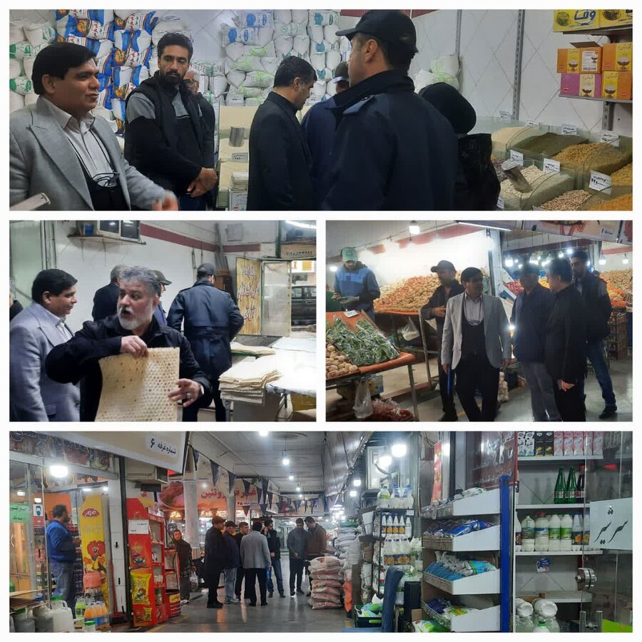 بازدید بسیج اصناف و رئیس تعزیرات حکومتی از بازار روز میوه و تره‌بار حسن‌آباد